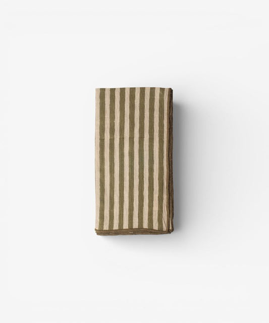 Striped Green Cotton Napkin - Set of 4