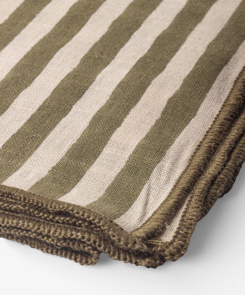 Striped Green Cotton Napkin - Set of 4