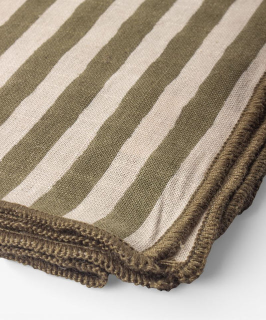 Striped Green Cotton Napkin - Set of 4