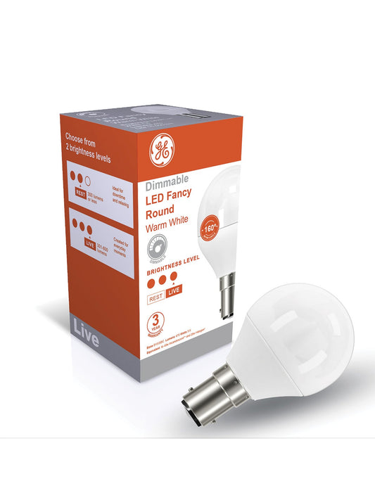 GE 5.6W LED Lustre Fancy Round Globe