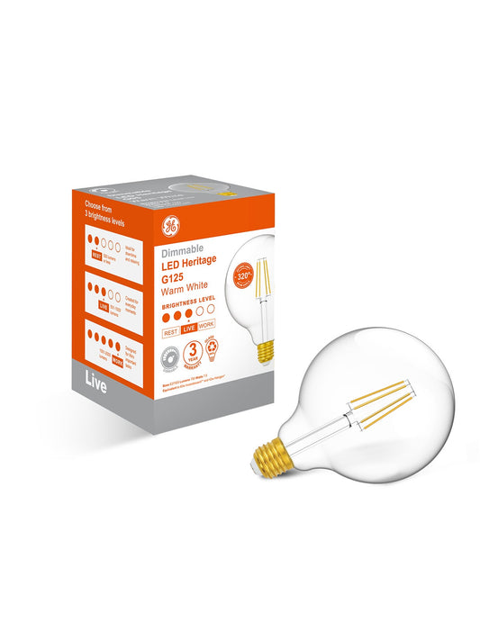 GE LED Heritage G125 Dimmable Globe