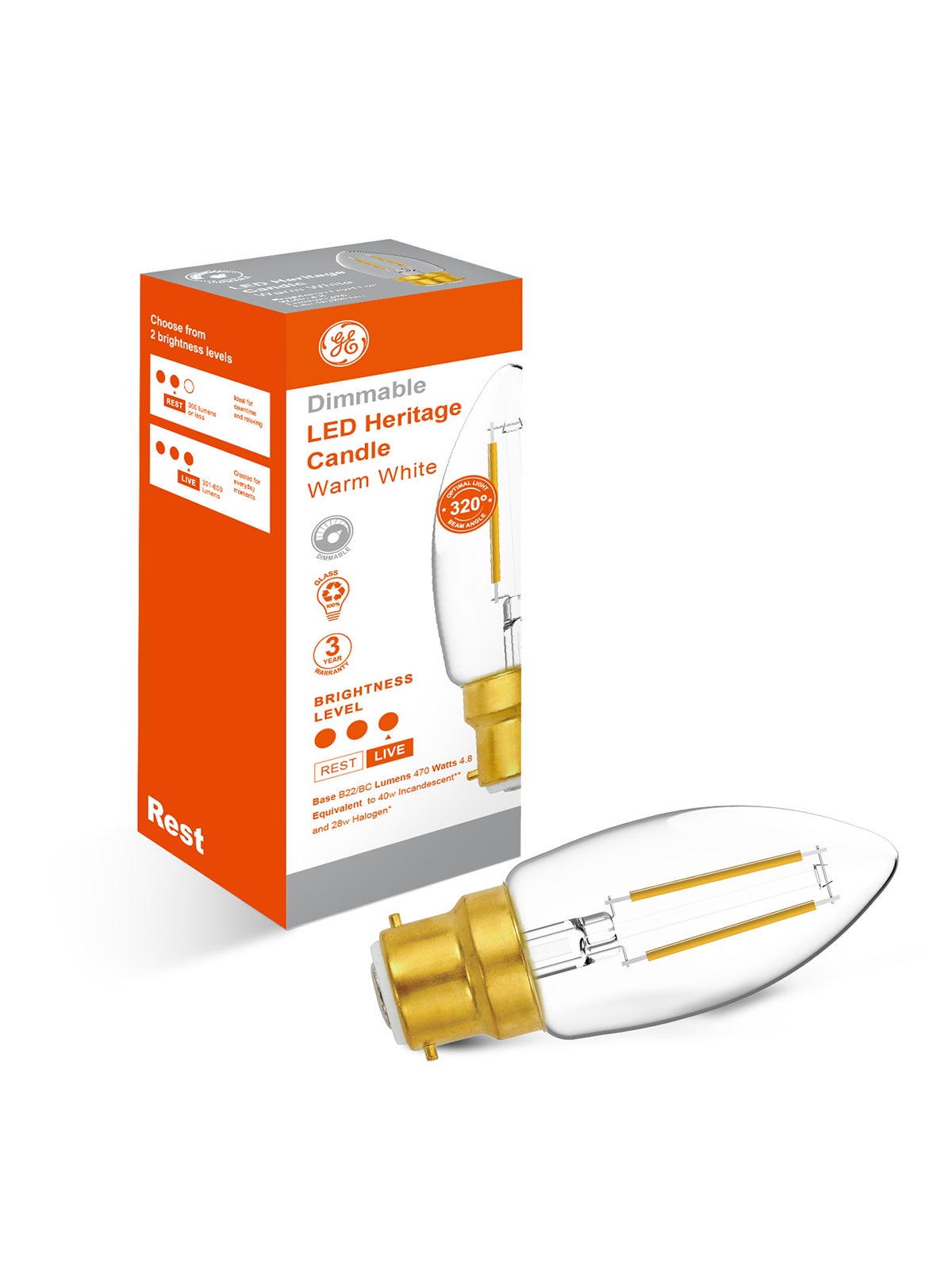 LED Candle Warm White 5W Dim