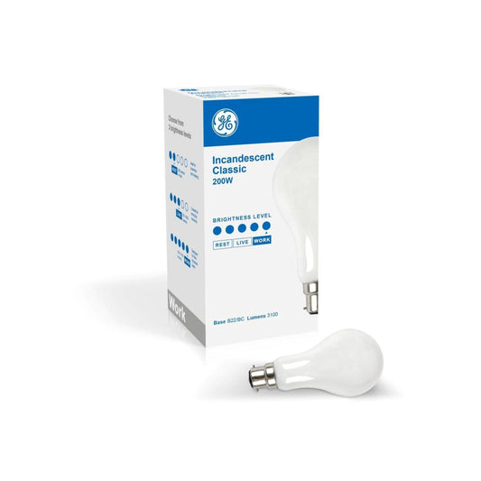 Incandescent Classic Light Bulb - B22 A60 200W Frosted Dimmable