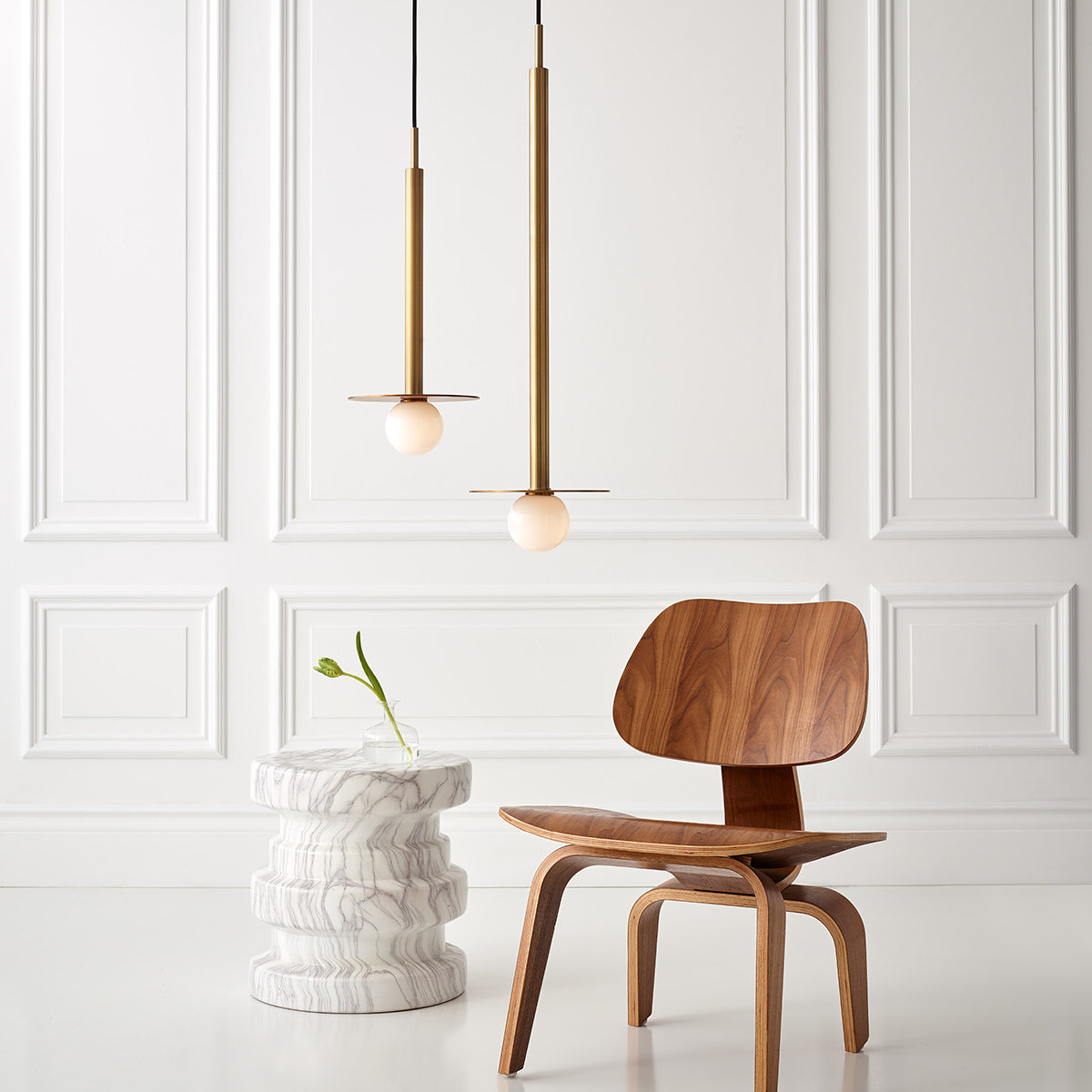 Nodes Medium Pendant by Visual Comfort in a styled interior