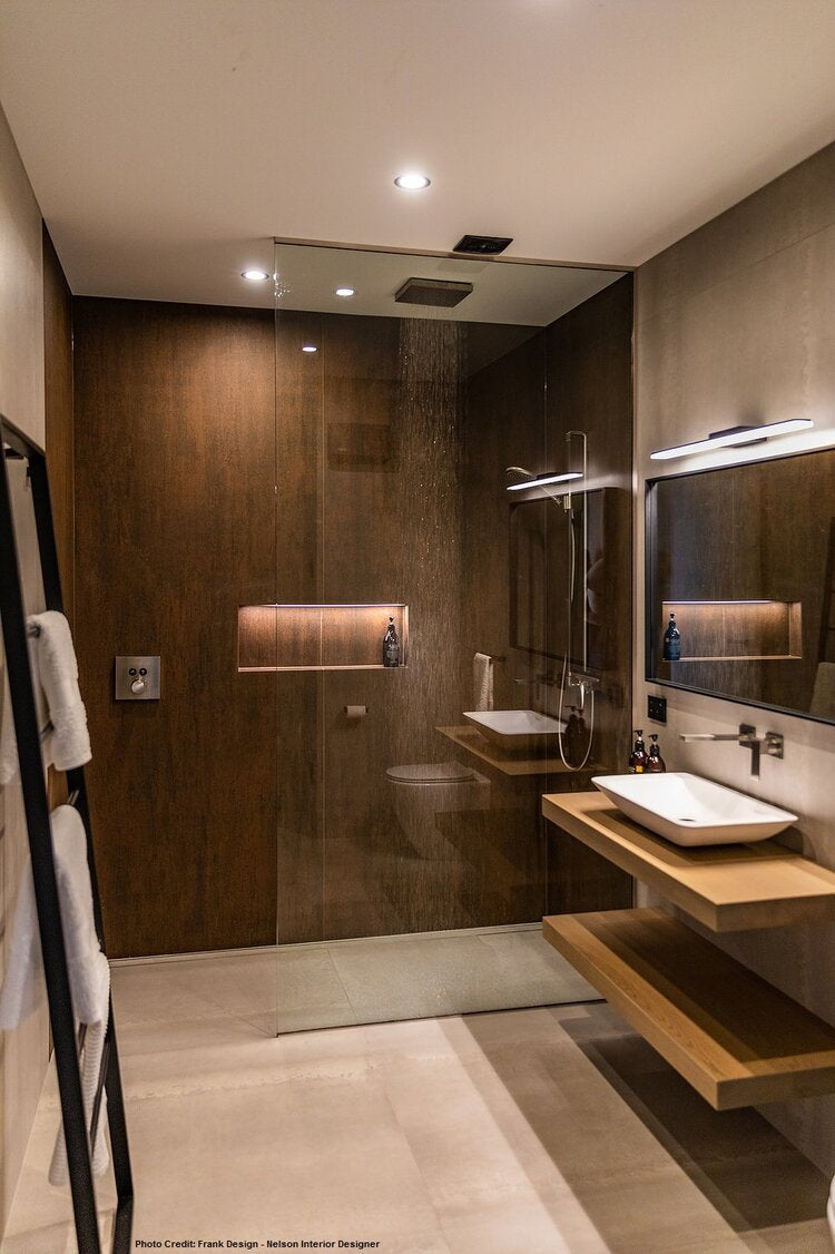Lentini Large LED Vanity Light in a styled interior