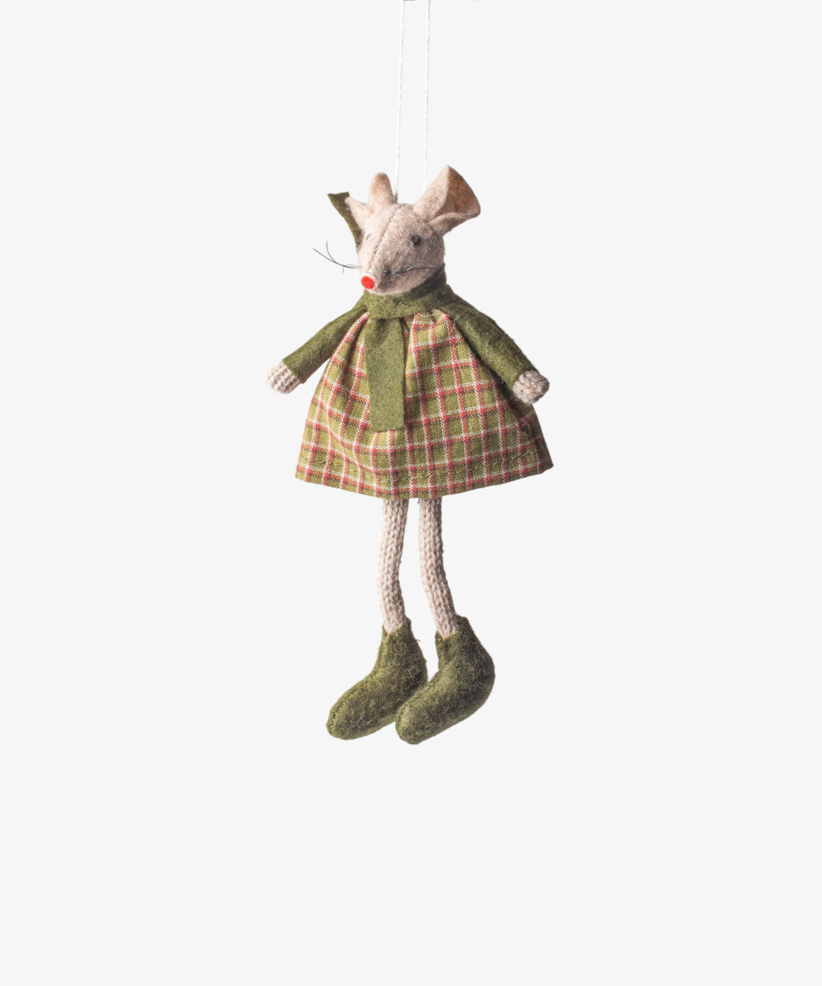 Green Tilly Mouse Hanging Decoration