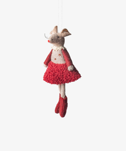 Red Edna Mouse Hanging Decoration
