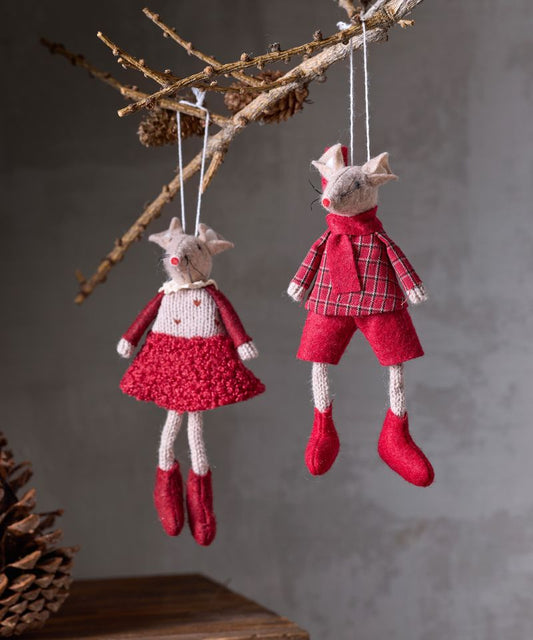 Red Edna Mouse Hanging Decoration