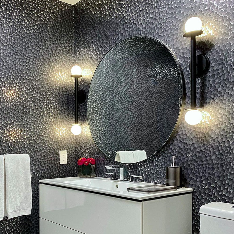 Nodes 2 Light Wall Sconce by Visual Comfort in Midnight Black, shown in a styled interior