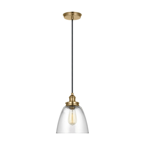 Baskin Dome Single Kitchen Pendant by Visual Comfort in Satin Brass
