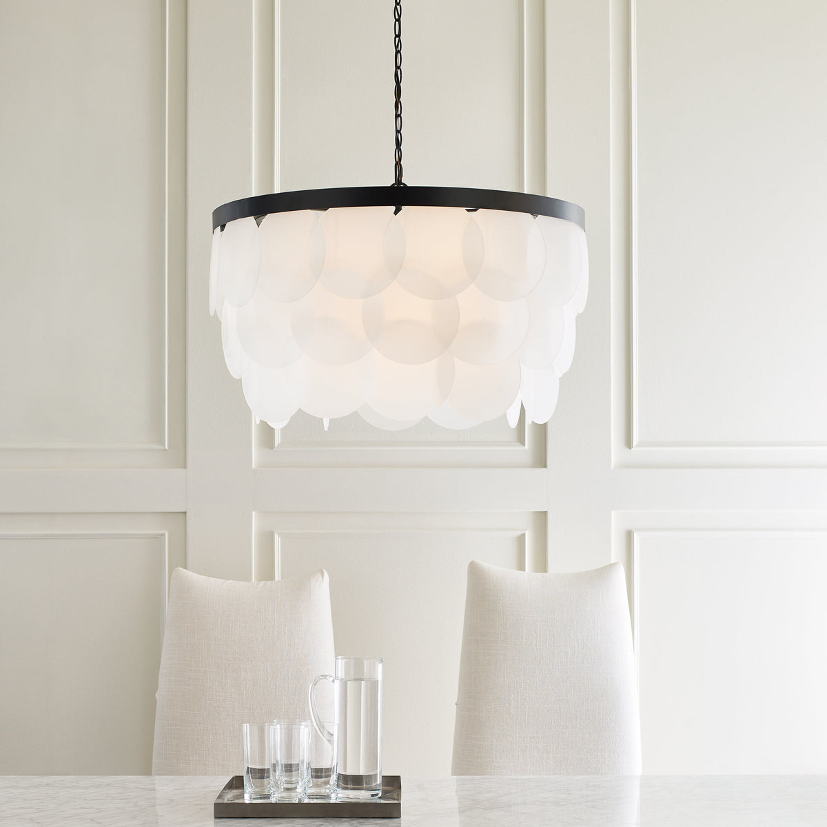 Mellita Medium 6 Light Chandelier by Visual Comfort in a styled interior