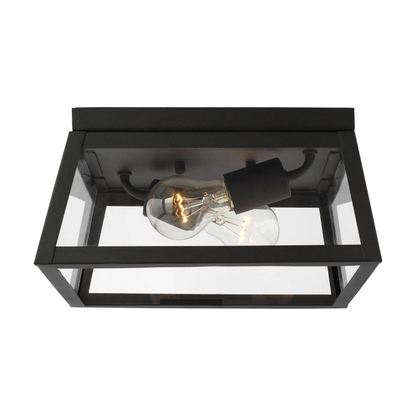 Founders 2 Light Exterior Semi-Flush Ceiling Mount by Visual Comfort in Black