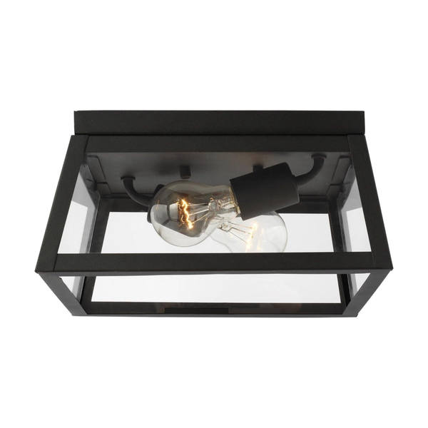 Founders 2 Light Exterior Semi-Flush Ceiling Mount by Visual Comfort in Black