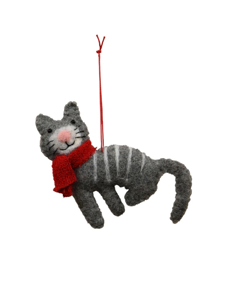 Felt Christmas Decoration Hanging Cat - Wally