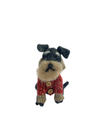 Felt Christmas Decoration Sitting Dog - Dexter
