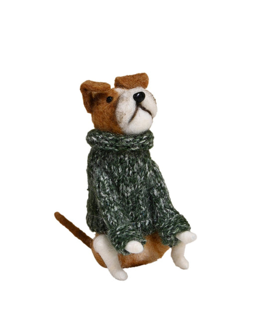 Felt Christmas Decoration Sitting Dog - Max