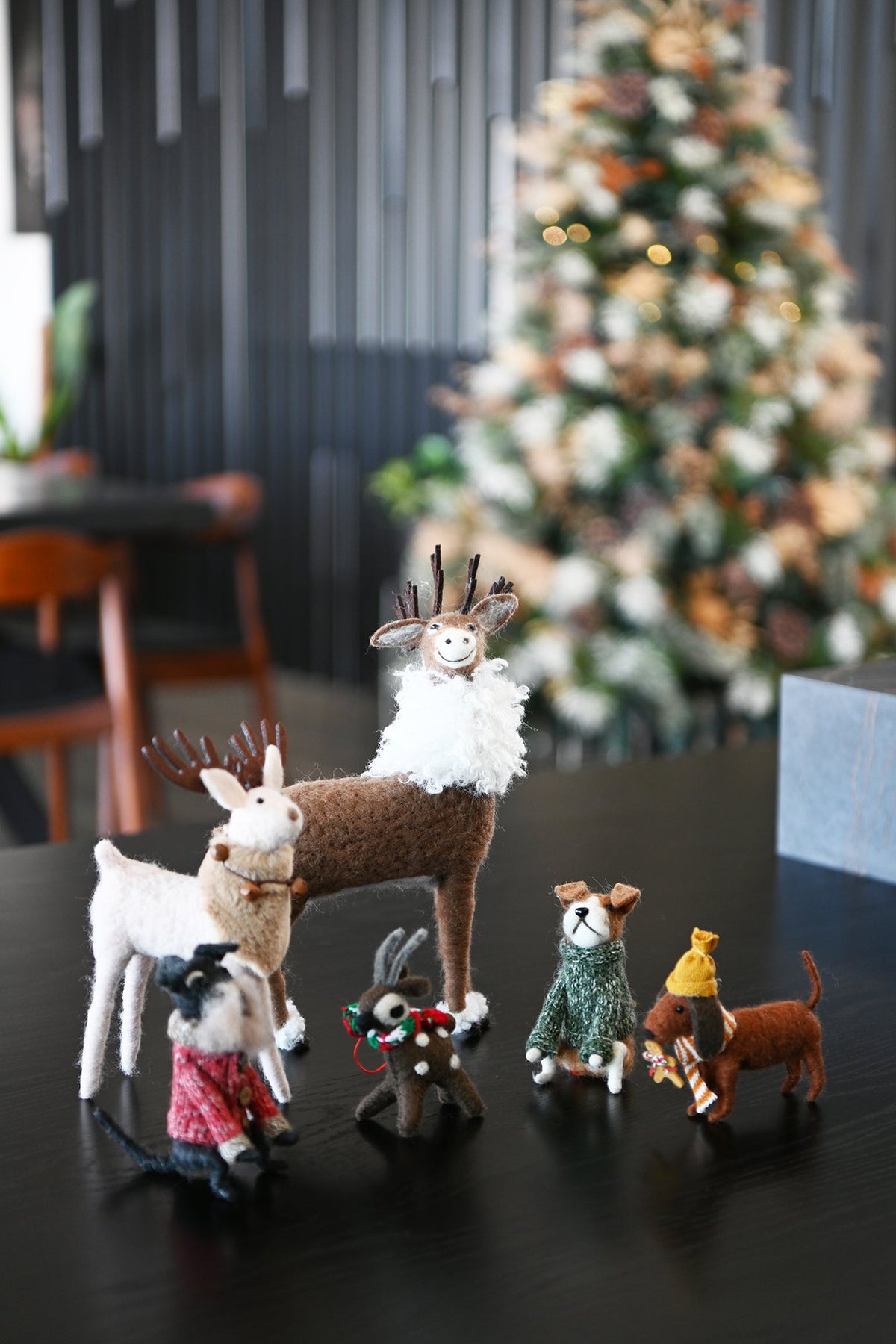 Felt Christmas Decoration Sitting Dog - Dexter
