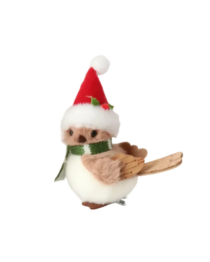 Robyn Sitting Bird with Christmas Hat