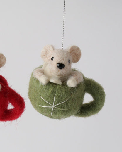 Yuletide Mice Cuppa Hanging Decoration