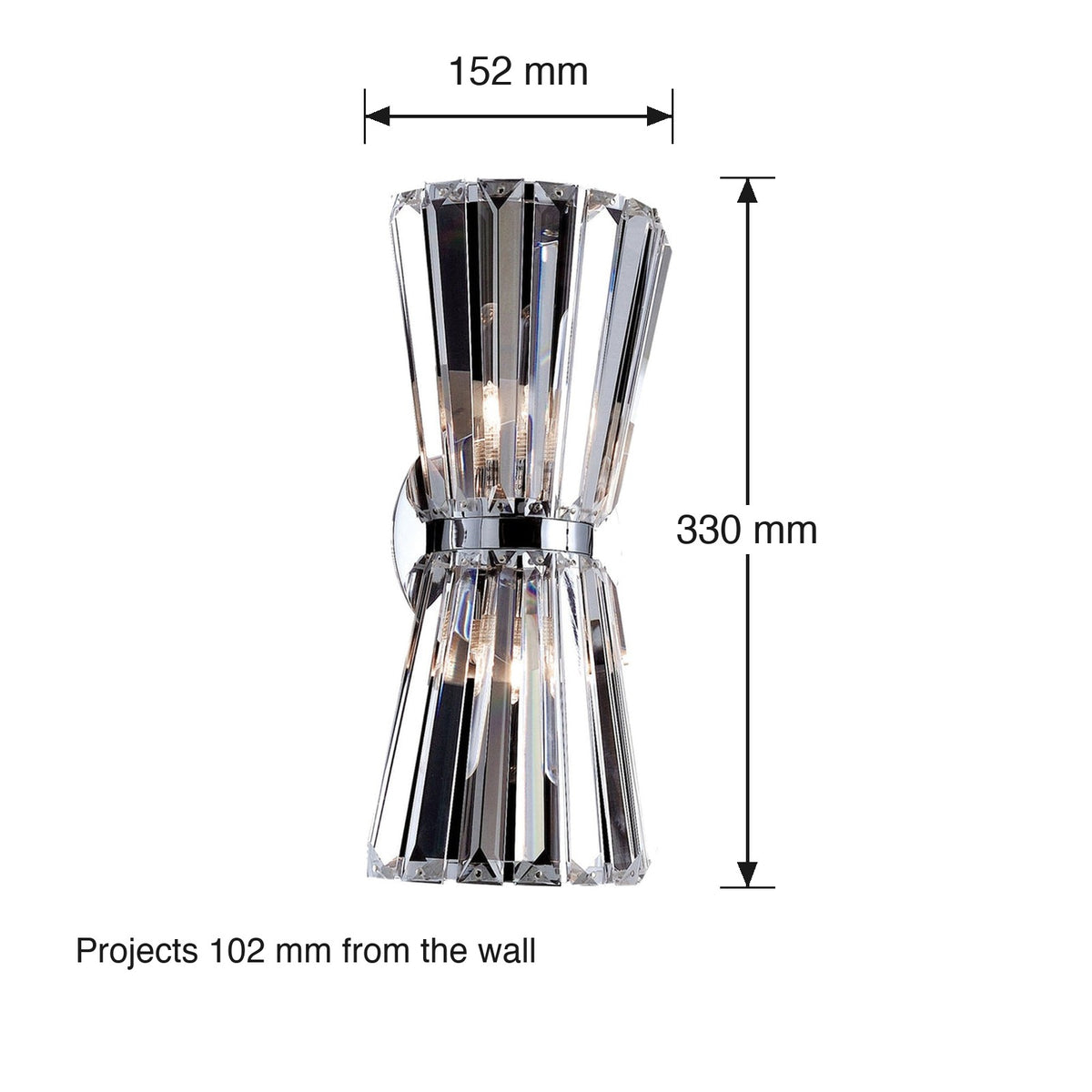 Armanno 2 Light Wall Sconce by Kalco dimensions in millimetres