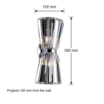 Armanno 2 Light Wall Sconce by Kalco dimensions in millimetres