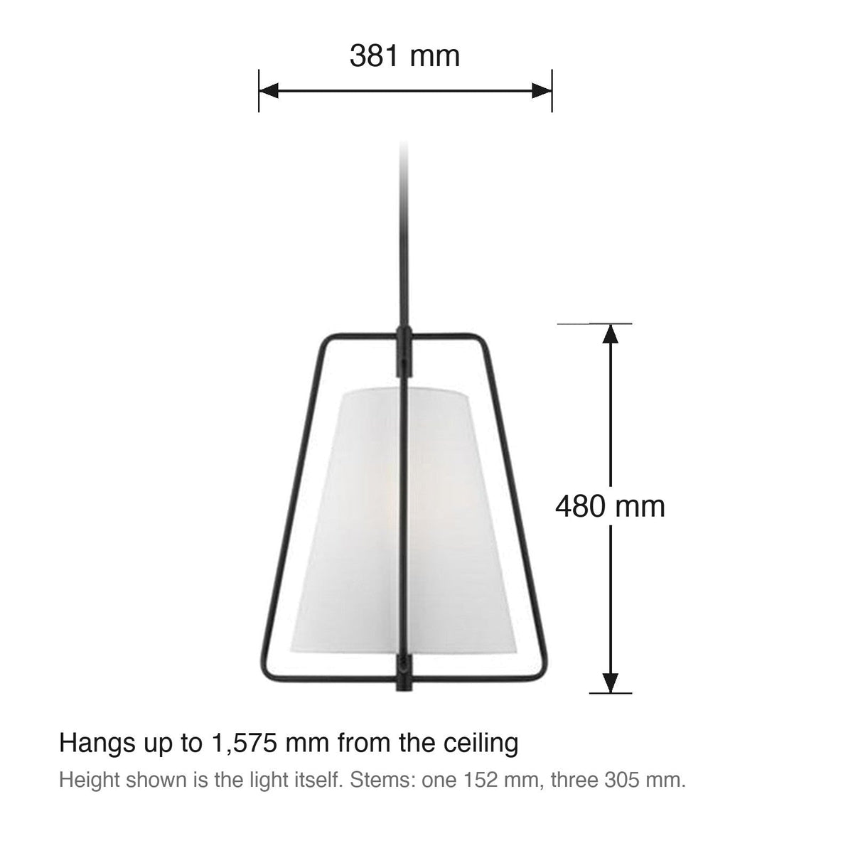 Allis Pendant by Visual Comfort dimensions in millimetres
