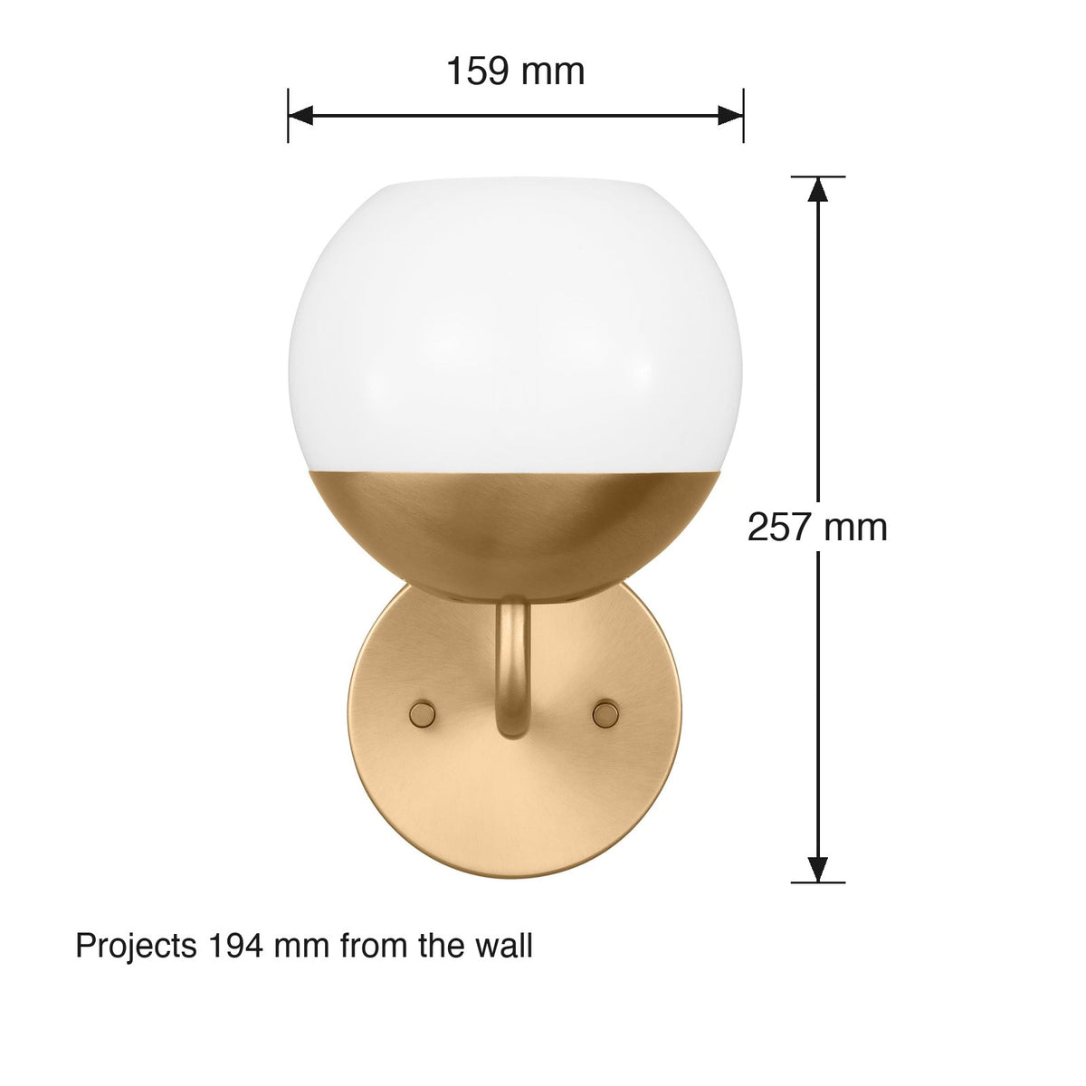 Alvin Wall Sconce by Visual Comfort dimensions in millimetres