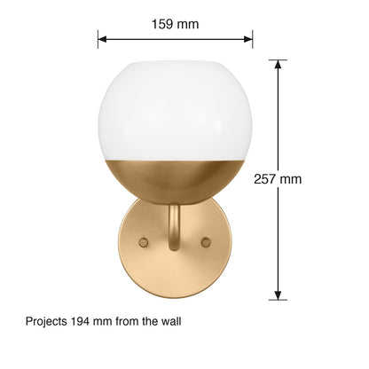 Alvin Wall Sconce by Visual Comfort dimensions in millimetres