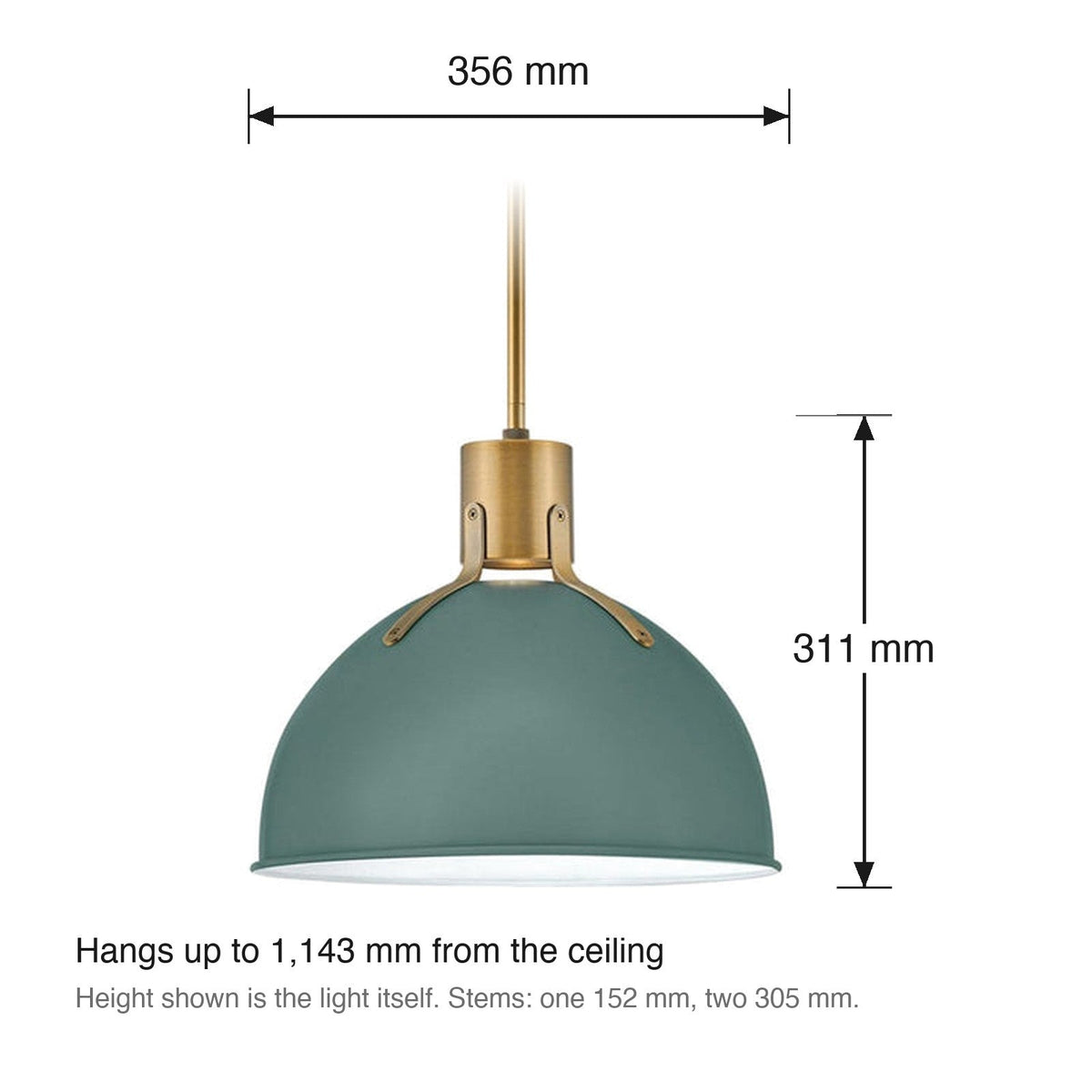 Argo Medium Pendant by Hinkley dimensions in millimetres
