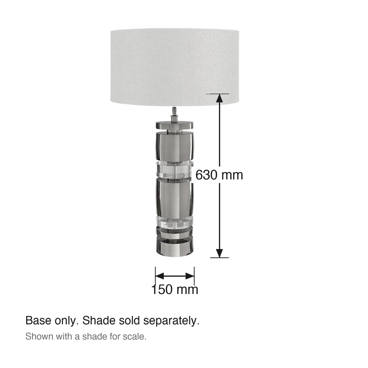 Armando Plexi Table Lamp Base dimensions in millimetres