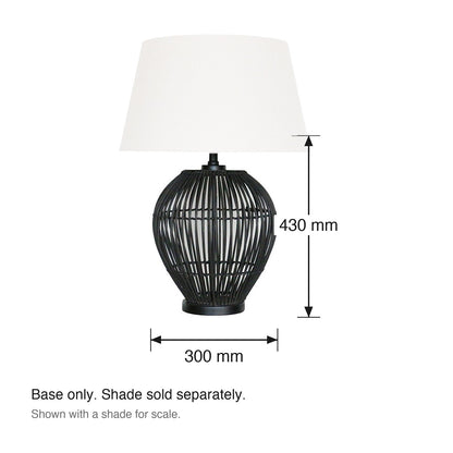 Bahama Black Table Lamp Base dimensions in millimetres