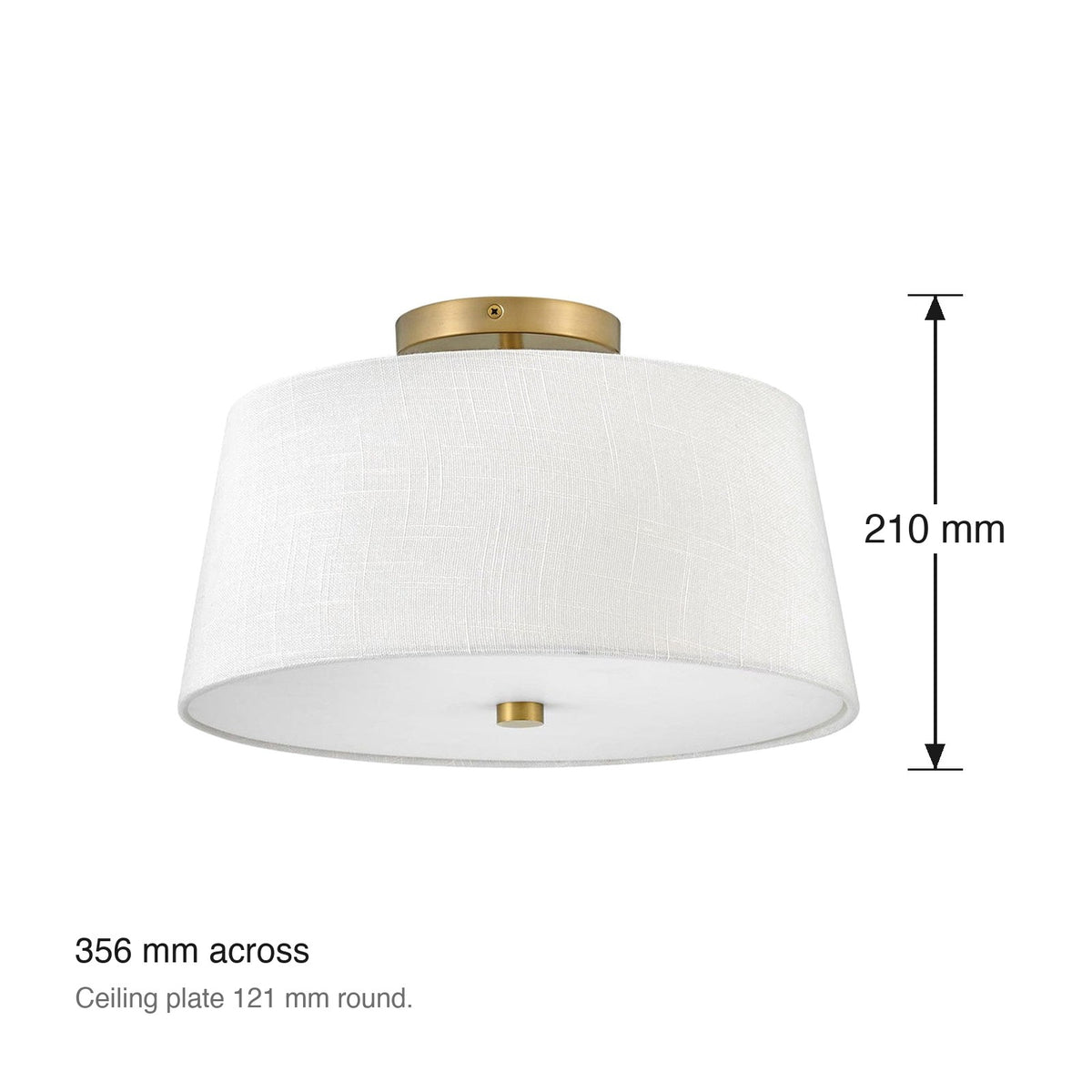 Beale 2 Light Flush Ceiling Mount by Lark dimensions in millimetres