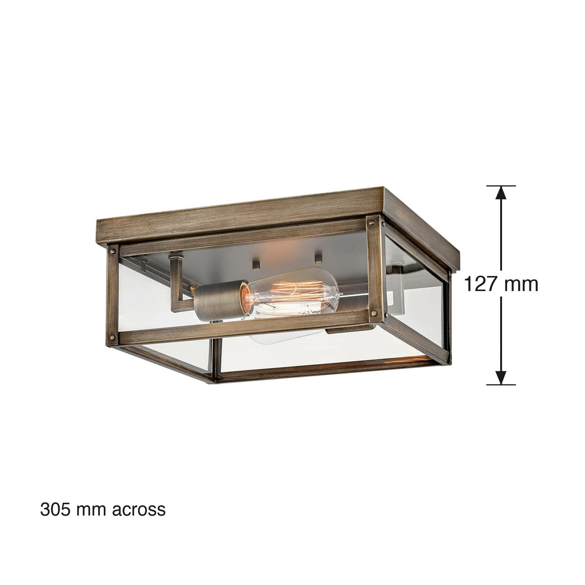 Beckham 2 Light Exterior Flush Ceiling Mount by Hinkley dimensions in millimetres