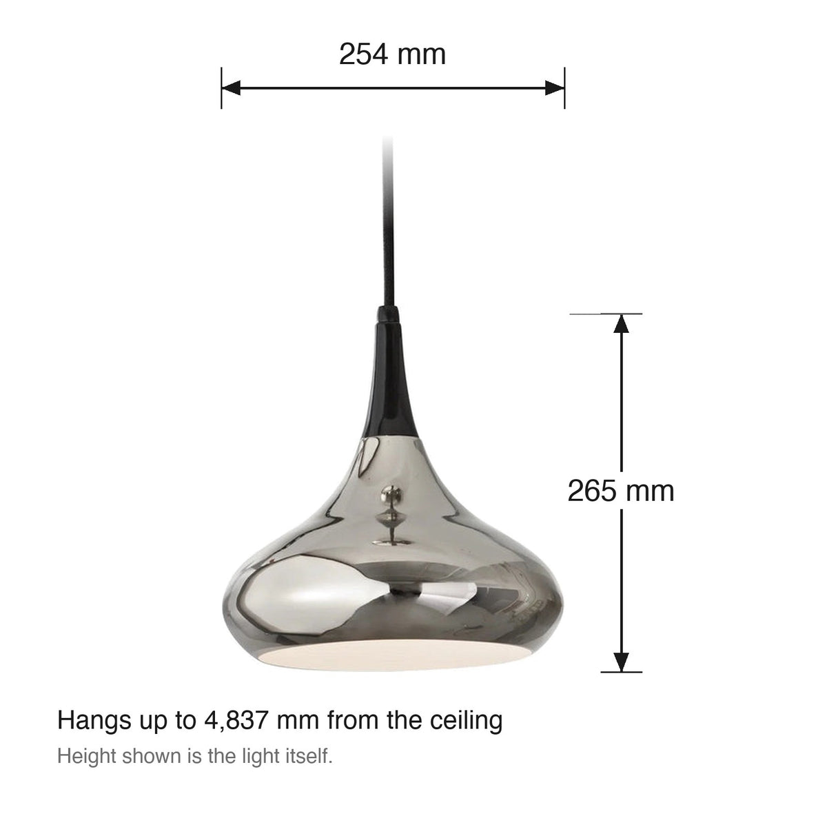 Belle Medium Pendant by Visual Comfort dimensions in millimetres