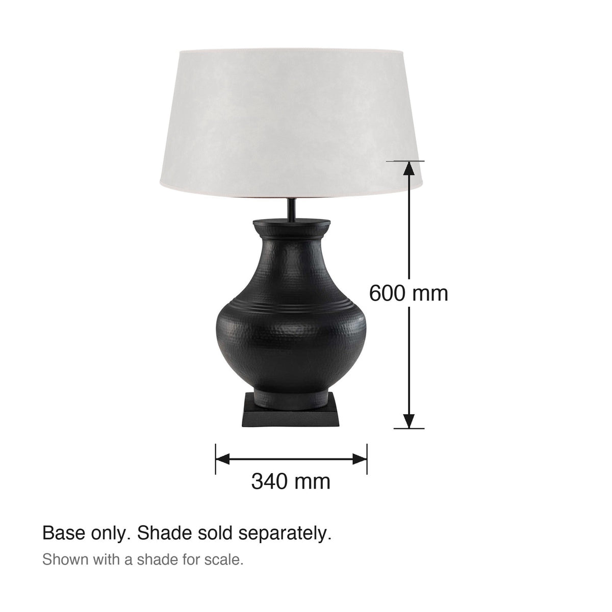 Bergamo Table Lamp Base dimensions in millimetres