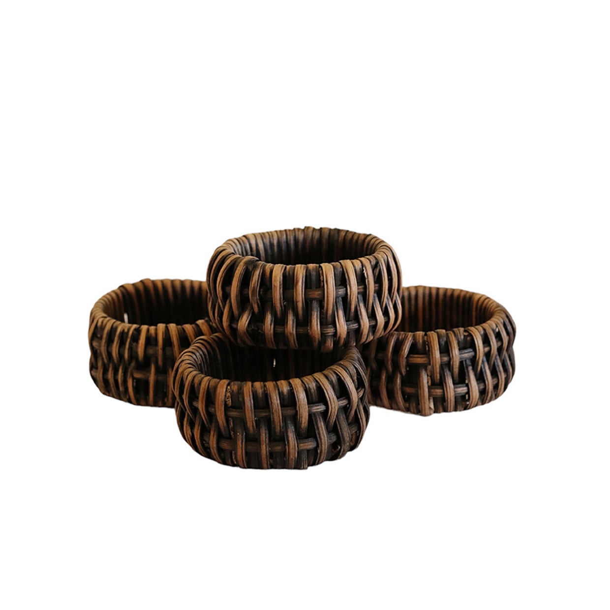 Bermuda Napkin Rings in Walnut Rattan