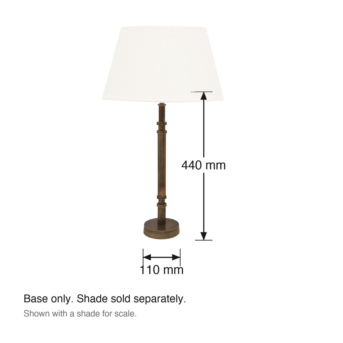 Candle Table Lamp Base dimensions in millimetres