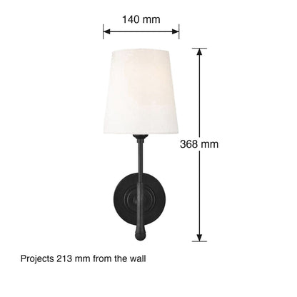 Capri Short Wall Sconce by Visual Comfort dimensions in millimetres