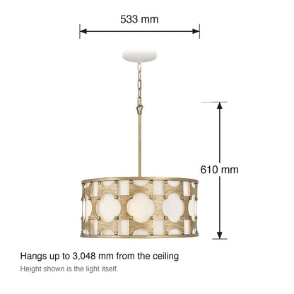 Carter 5 Light Pendant by Hinkley dimensions in millimetres