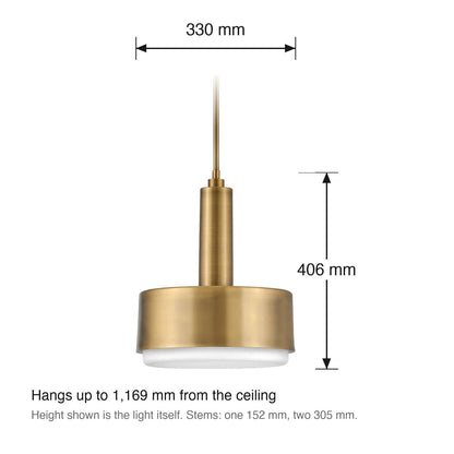Cedric 2 Light Pendant by Hinkley dimensions in millimetres