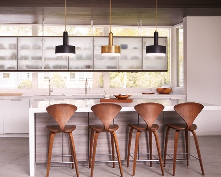 Cedric 2 Light Pendant by Hinkley in Black, shown in a styled interior