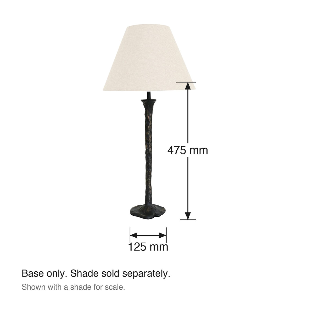 Clara Antique Brass Table Lamp Base dimensions in millimetres