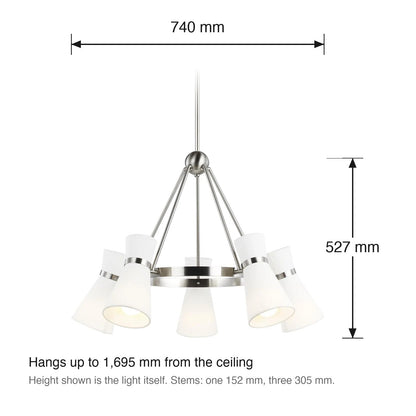 Clark 5 Light Chandelier dimensions in millimetres