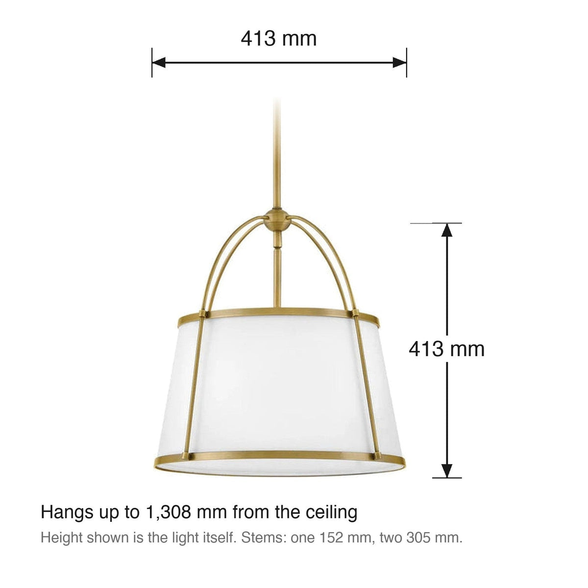 Clarke Large Pendant by Hinkley dimensions in millimetres