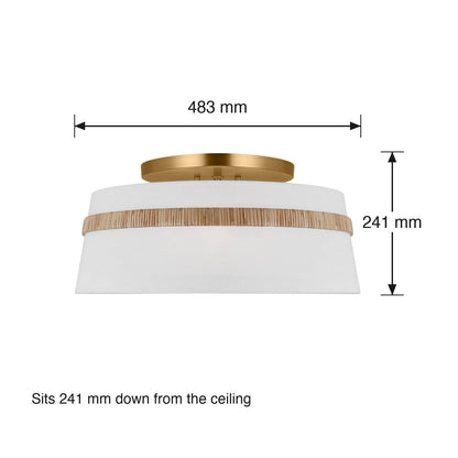Cordtlandt Large Semi-Flush Ceiling Mount by Visual Comfort dimensions in millimetres