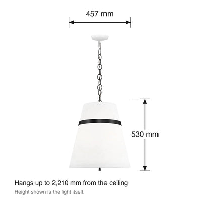 Cordtlandt 3 Light Pendant by Visual Comfort dimensions in millimetres