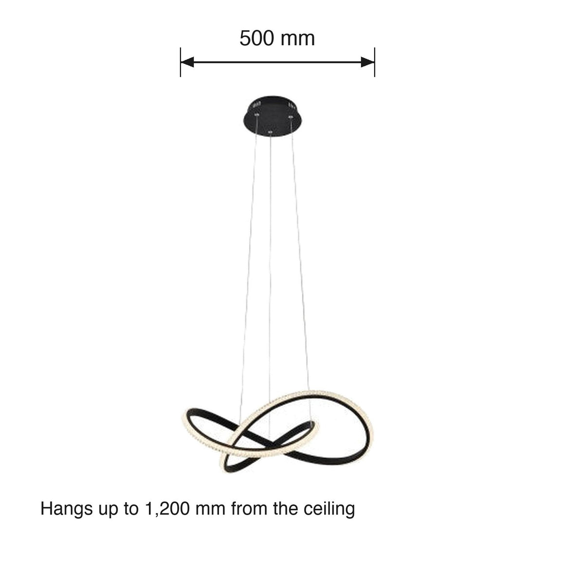 Cossata Infinity Pendant dimensions in millimetres
