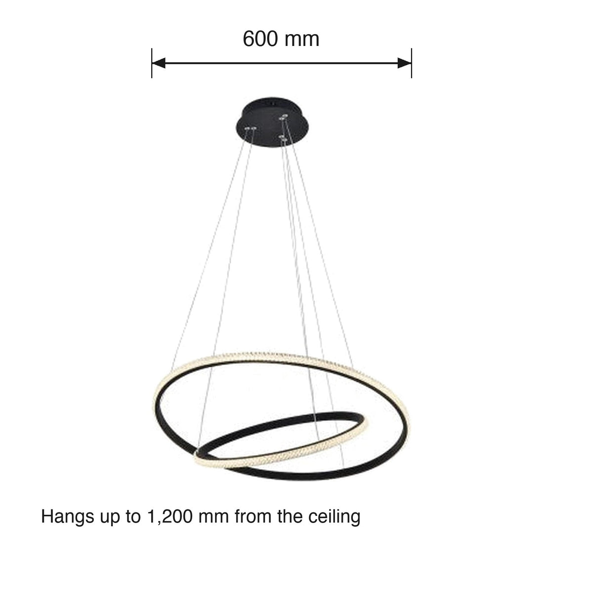 Cossata Twin Ring Pendant dimensions in millimetres
