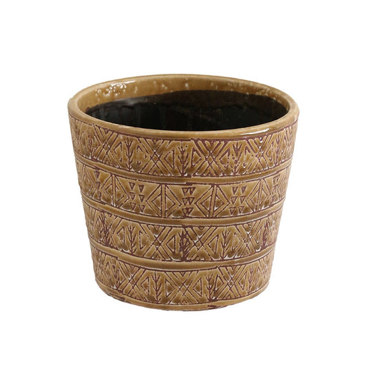 Set of 4 Aztec Geometric Pattern Planter Large
