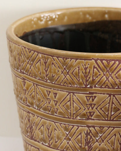 Set of 4 Aztec Geometric Pattern Planter Large